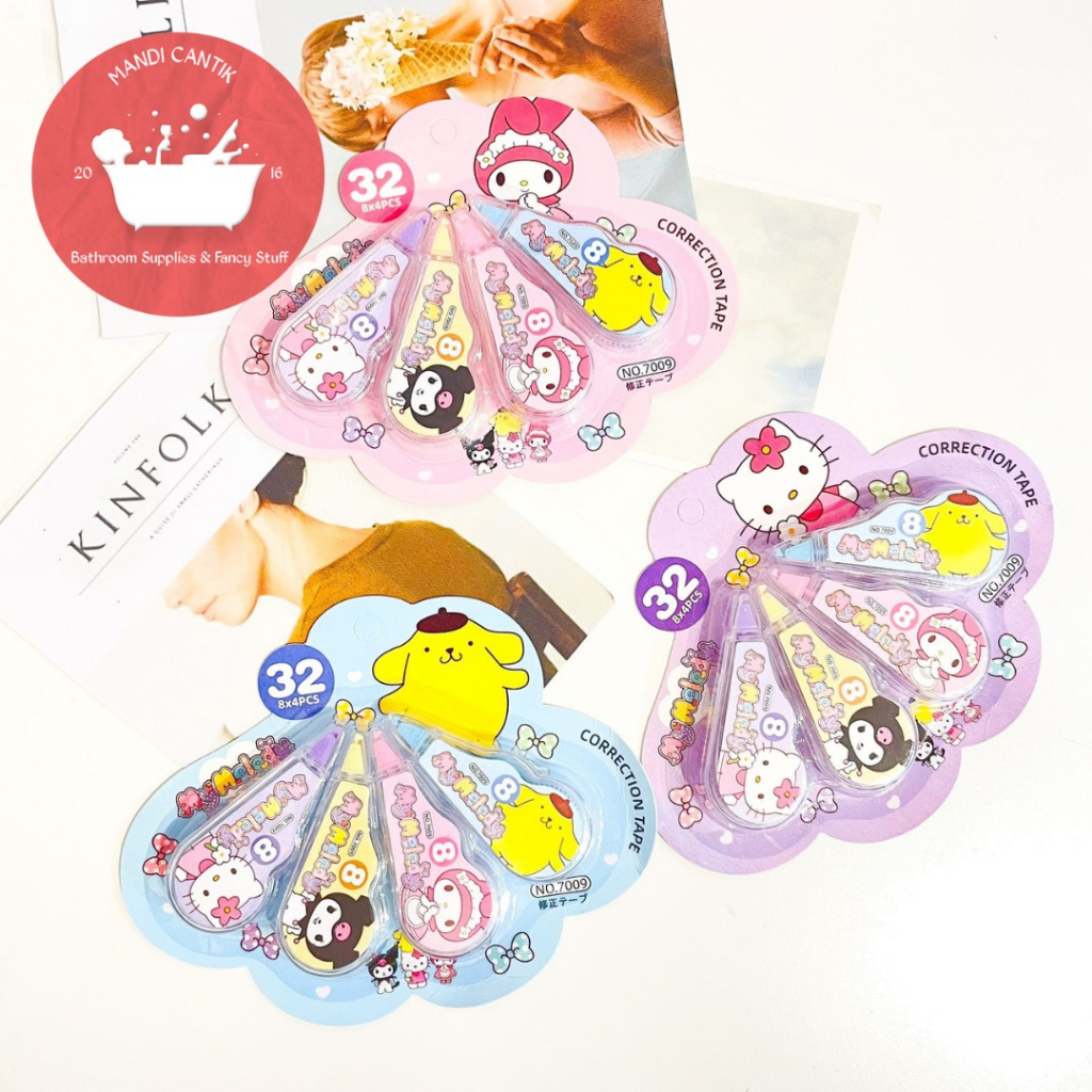 

CORRECTION TAPE 1 SET ISI 4 SANRIO TERMURAH LUCU IMUT PAKET COD ALAT-ALAT SEKOLAH AESTHETIC KOREA