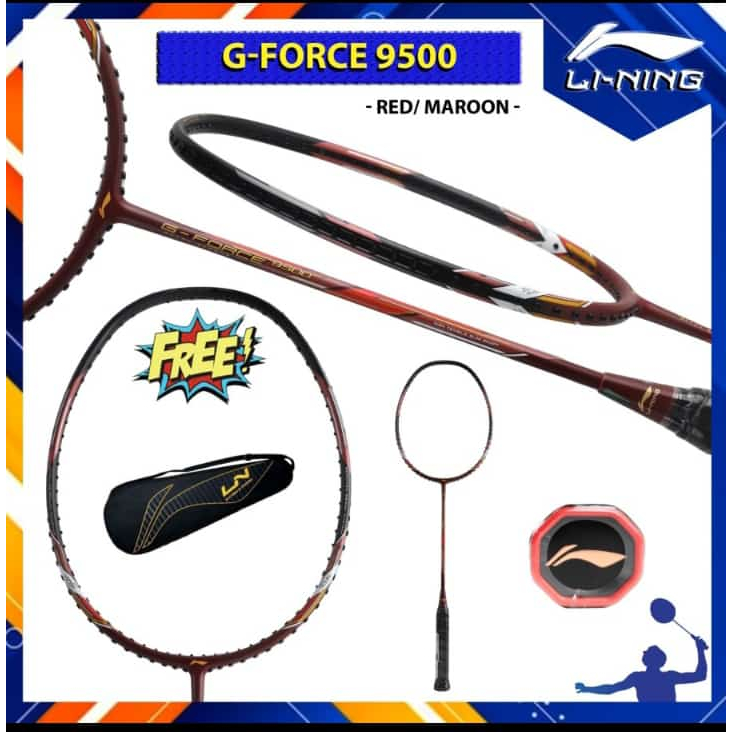 Raket Badminton Lining G Force G-Froce 9500 Extra Strong Red Maroon