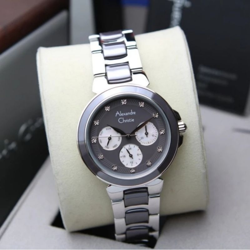 jam tangan wanita original ALEXANDRE CHRISTIE AC2B02BF CERAMIC & STEEL