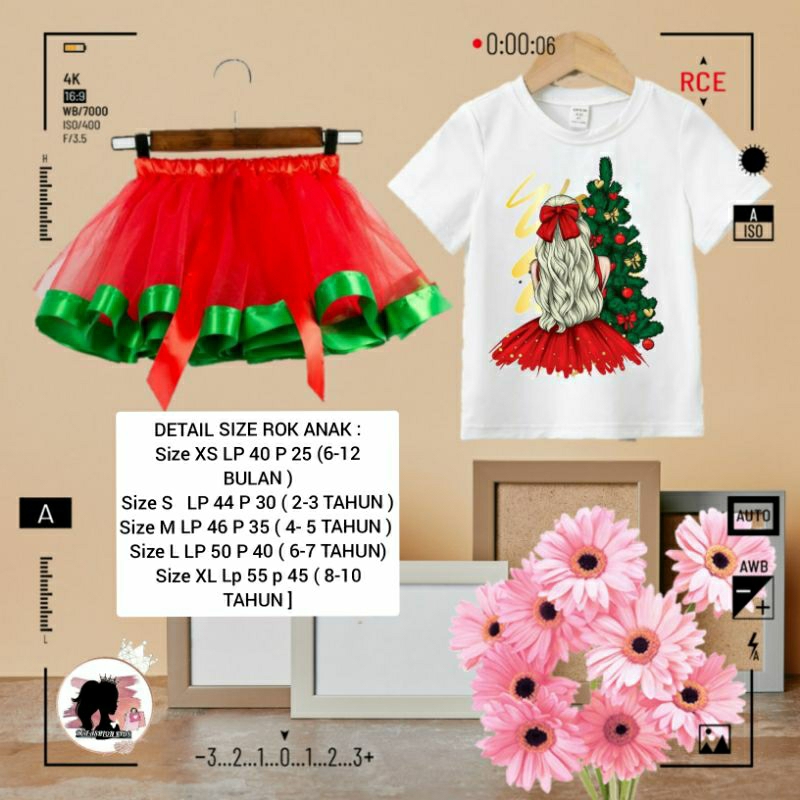 Set Rok Tutu Anak Perempuan / Baju Natal Anak Hari Marry Chritsmas