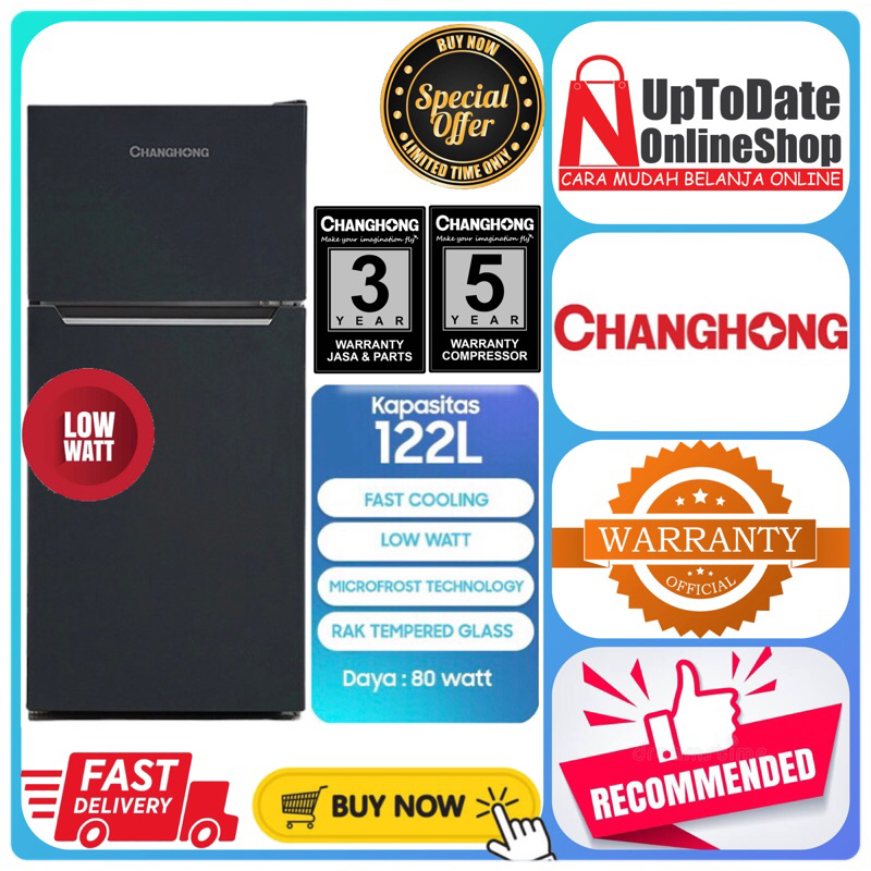 PROMO CHANGHONG KULKAS 2 PINTU FTM 155DB FTM155DB FTM-155DB FAST FREEZING SUPER LOW WATT LEMARI ES 2