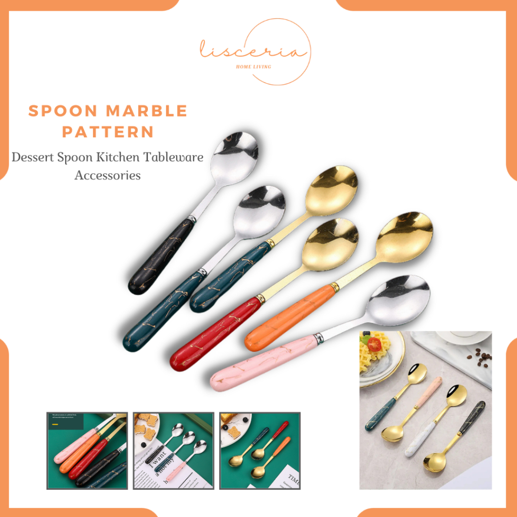 [ LSC ] Sendok Sultan Marble Sendok Makan Stainless / Sendok Jerami / Sendok SET / Sendok Batik / Se