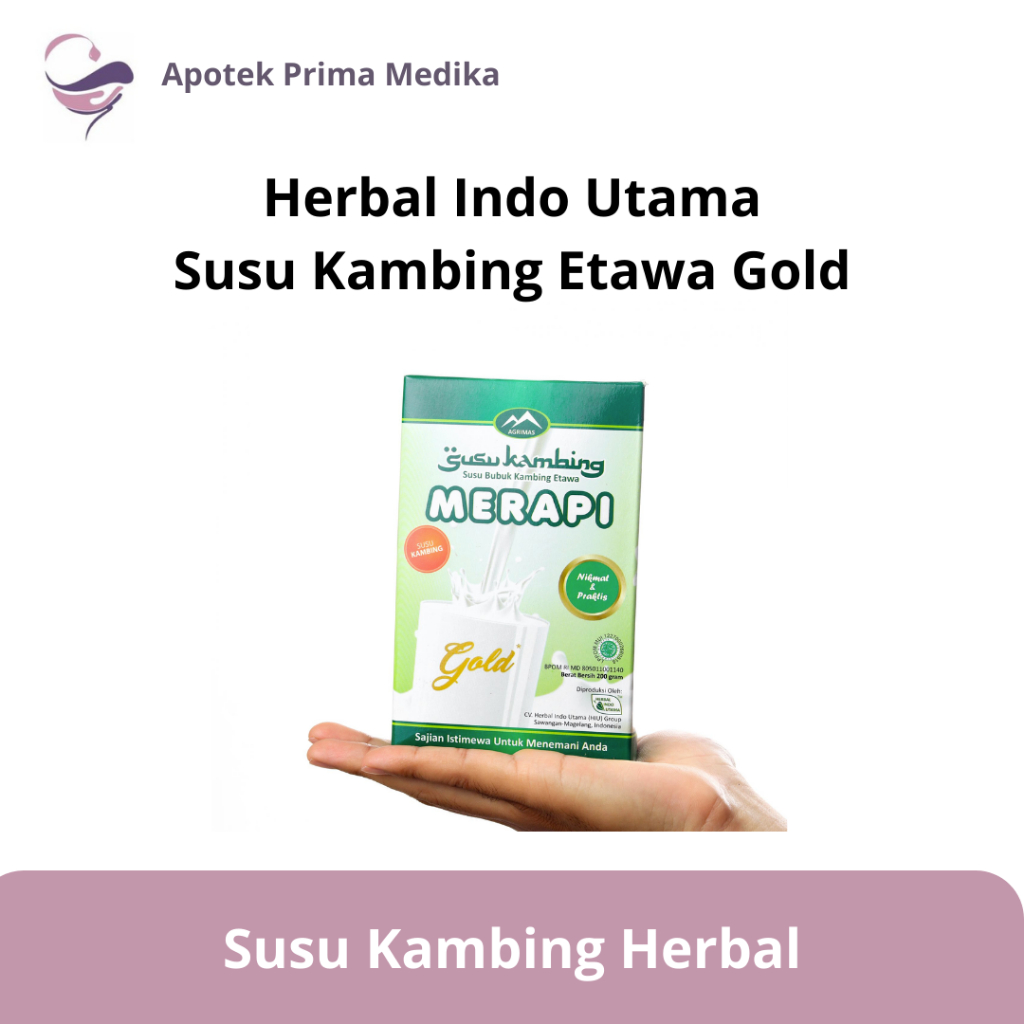 

Susu Kambing Etawa Merapi Gold Herbal Indo Utama 75% Susu Kambingnya Isi 200 Gram