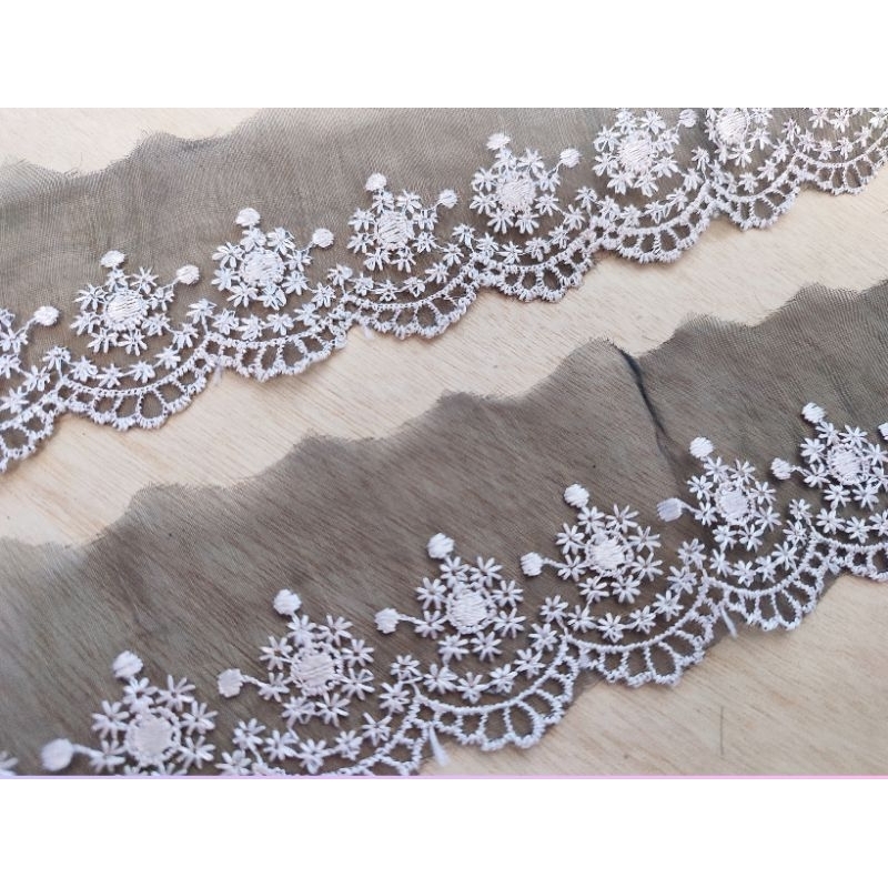 per Meter / 100 cm - Renda nylon Bordir warna hitam