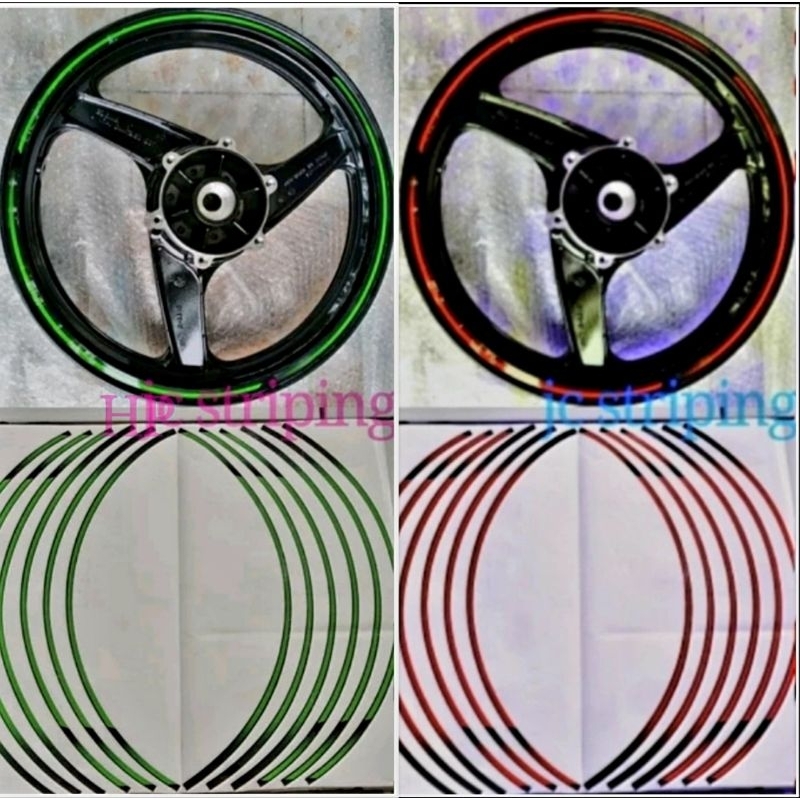 Striker list Velg Ninja RR SE per set Depan Belakang Merah atau Hijau