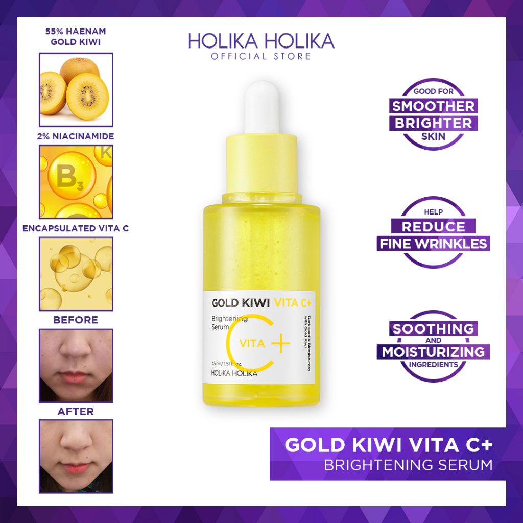 Holika Holika Gold Kiwi Vita C+ Brightening Serum - Plastic Seal Packaging | Serum Pencerah