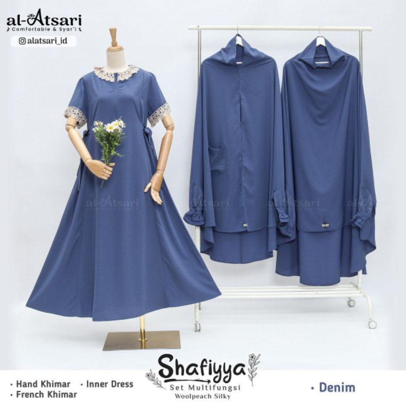SET INNER DRESS & HAND KHIMAR SHAFIYYA MULTIFUNGSI BY AL-ATSARI