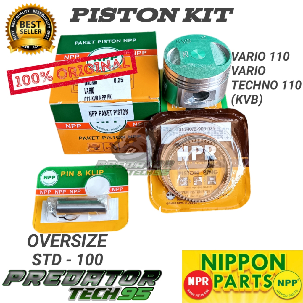 Piston Kit Ring Seher Komplit NPP Honda Vario 110 karbu lama Vario techno 110 KVB Oversize STD 25 50
