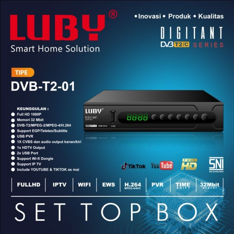 Set Top Box Tv Digital Luby DVB T2-01 Set Top Box DVB T2 Set Box TV Digital Set Top Box TV Tabung Lu