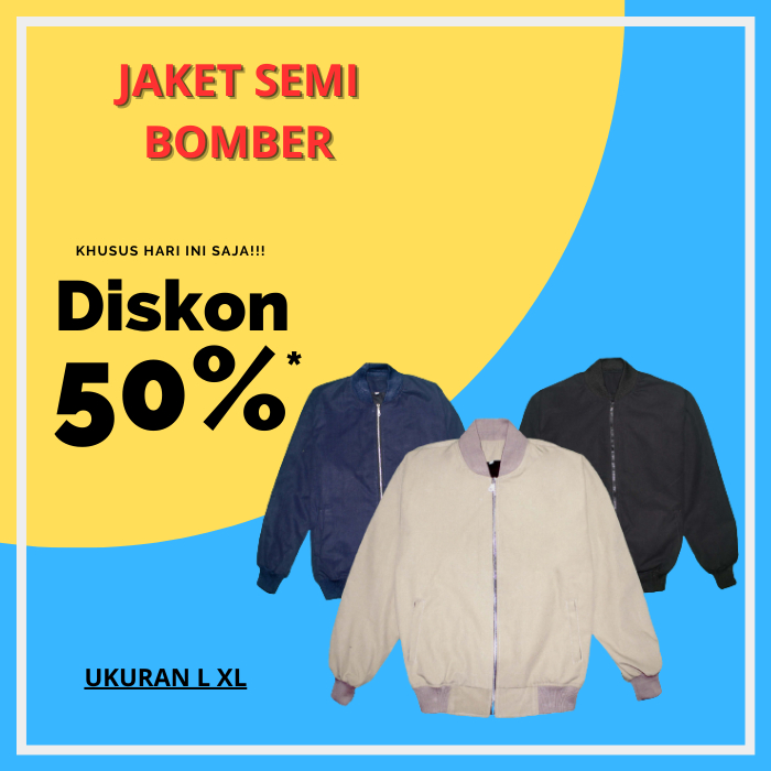 Jaket/Mantel/rompi Bomber Pria Wanita Male Casual Baby Canvas Ukuran L XL