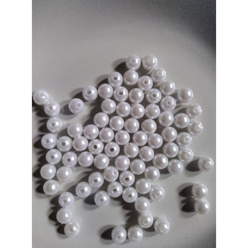 Mutiara ringan | mote manik-manik | mote lubang 8mm putih