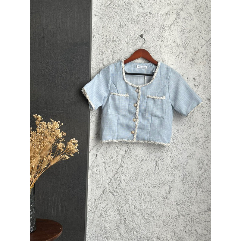 READYSTOCK TWEED TOP IMPORT BANGKOK BRAND HELLO