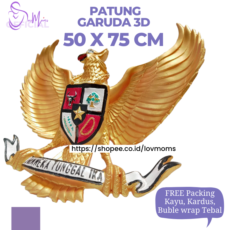 Pajangan Dinding Garuda Pancasila 3 Dimensi Lambang Negara Logo Burung Garuda Gold Timbul Fiber