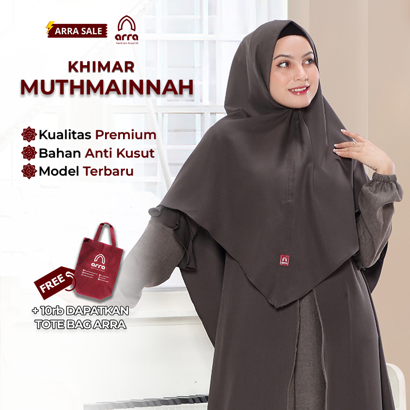 ARRA - Khimar Dewasa Muthmainnah Fashion Muslim Warna Coffee Mint Mustard Bahan Lady Zara - Size L X
