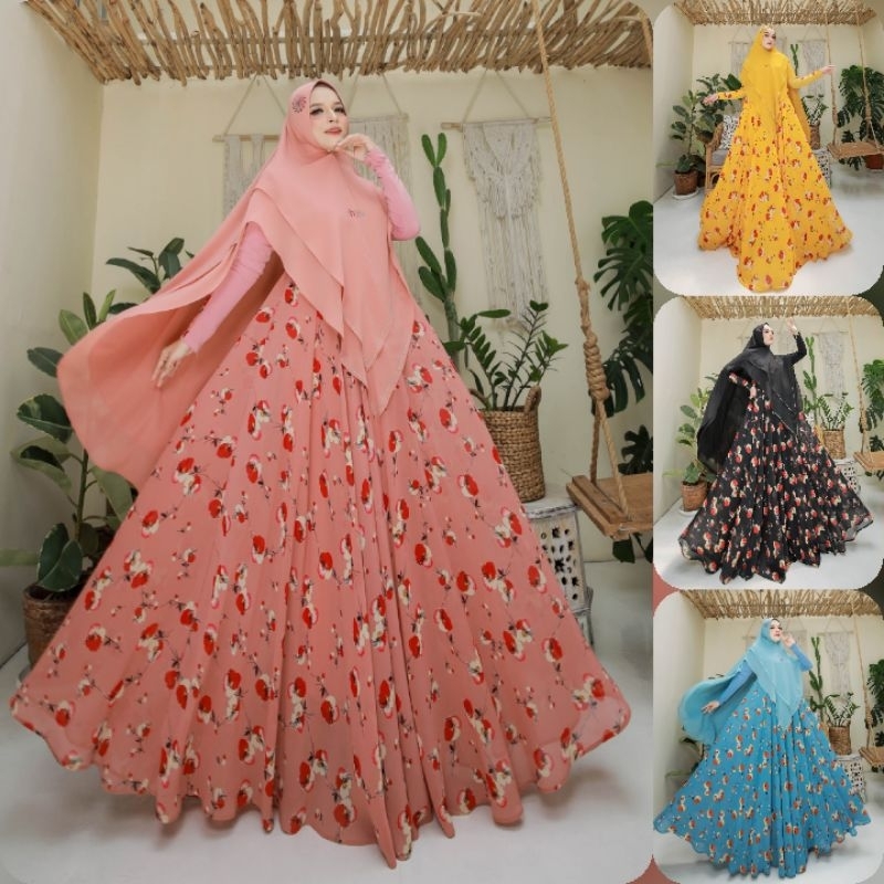 RHYN SYARI  Baju Gamis wanita Naura Series by Rhyn Syari. Tzy Olshop