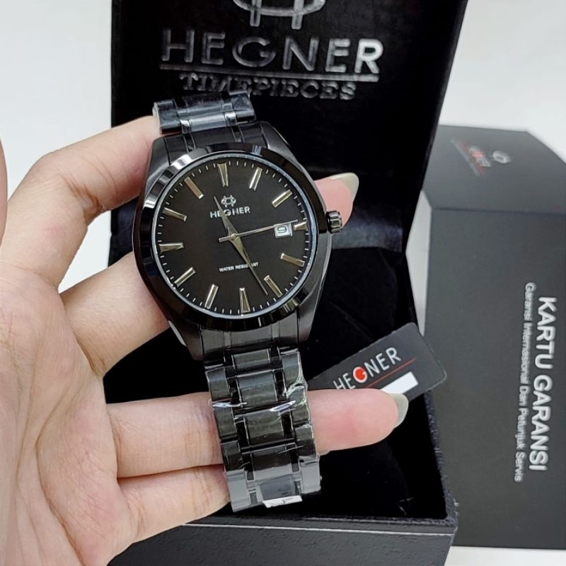 Jam Tangan Pria Hegner 1678 Analog Stainless Steel Original