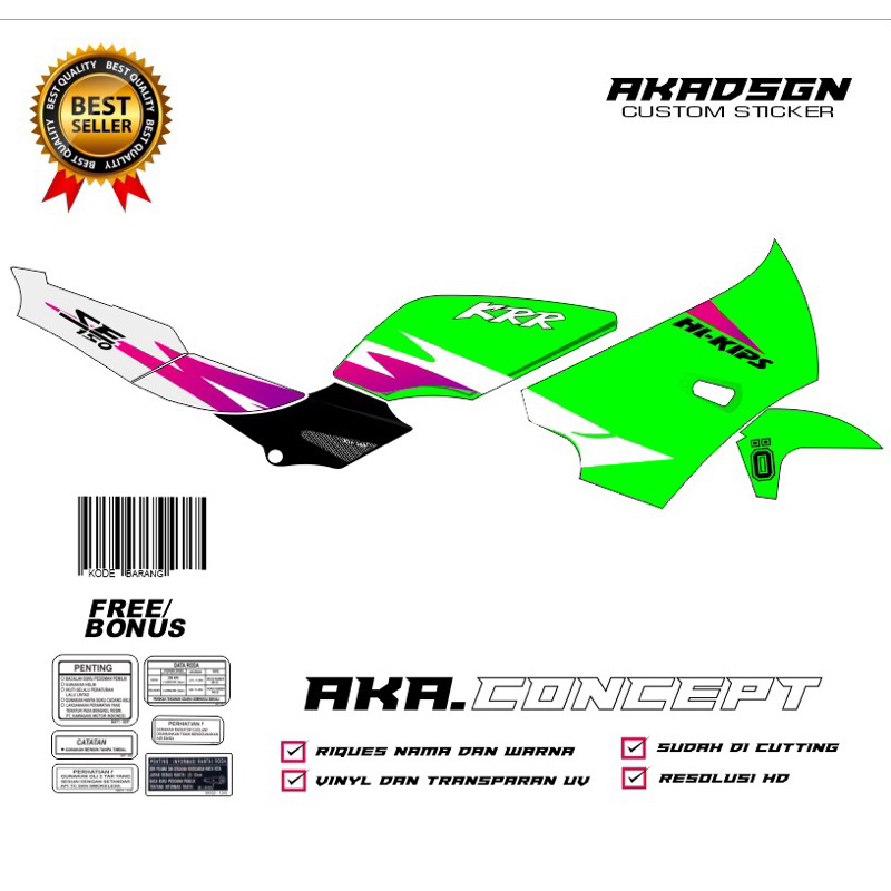 sticker striping kawasaki ninja krr ssr (bisa request) tanpa fairing bawah