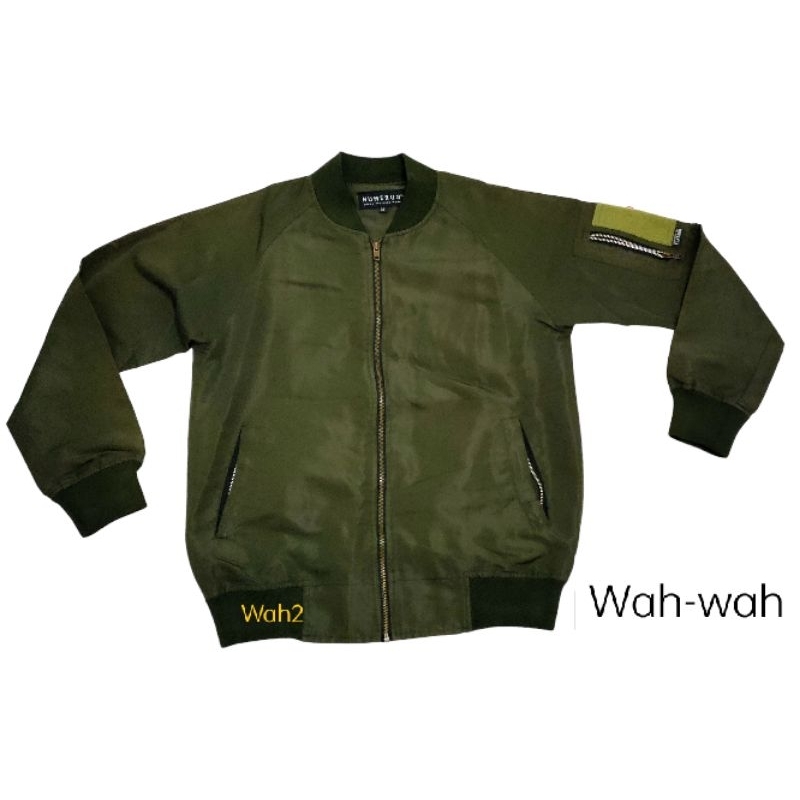 Preloved Jaket Motor Bomber Hijau Army Tebal Size M