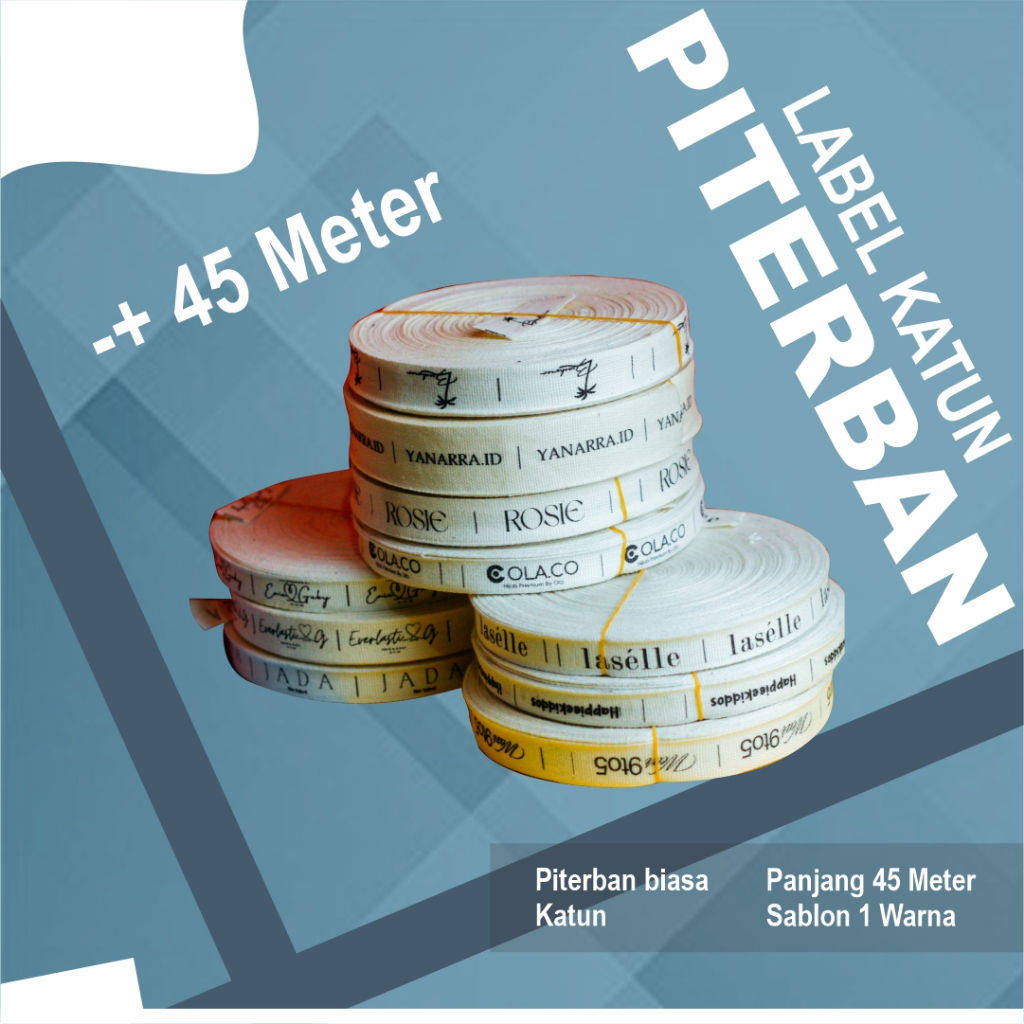 

Label piterban lokal tebal panjang 45 meter / label nama sablon custom / label katun lokal tebal label hijab label mukena