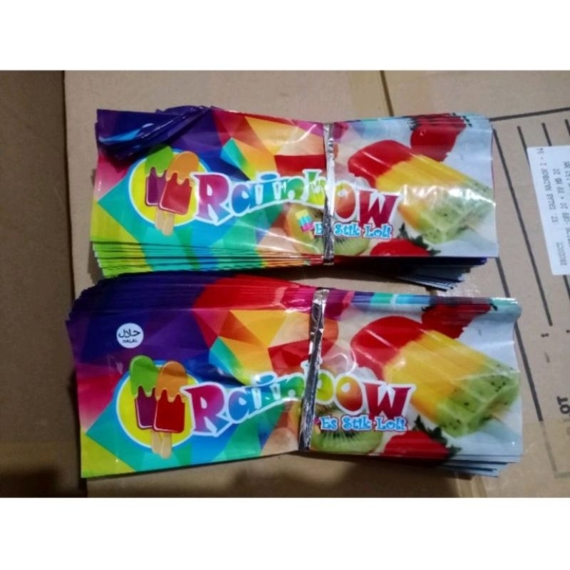 

Bungkus Kemasan Plastik Es Krim Es Loli / Es Stik Rainbow Buahh (18x7 cm)