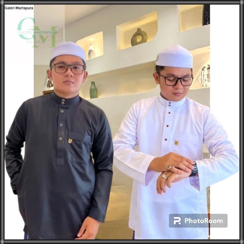 Baju Koko Pria Dewasa  Basic Premium Semi Gamis Kancing Snap Lengan Panjang Bahan Polyester Baju Mus