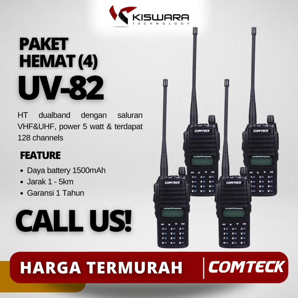 [PROMO] Paket 4 Unit HT Handy Talkie UV-82 Lengkap Murah