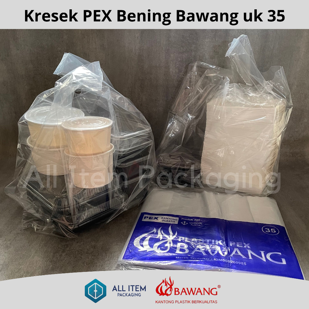 Tas Kantong Plastik Bening / Kresek PEX uk 35 Bawang Transparan 35x63