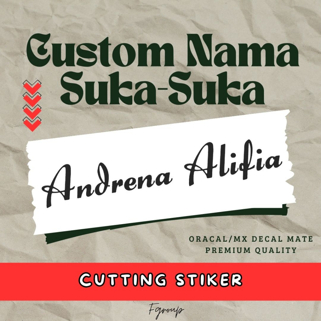 Cutting Sticker Custom "Nama Sendiri" | Stiker untuk Laptop / Mobil / Motor / Helm