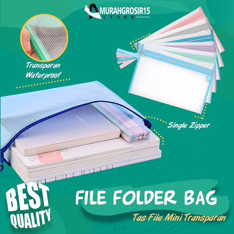 

Zipper Pouch Tas Dokumen Tahan Air Zip File Folder Perlengkapan Kantor Sekolah Tempat Pensil 1pc Tas Makeup