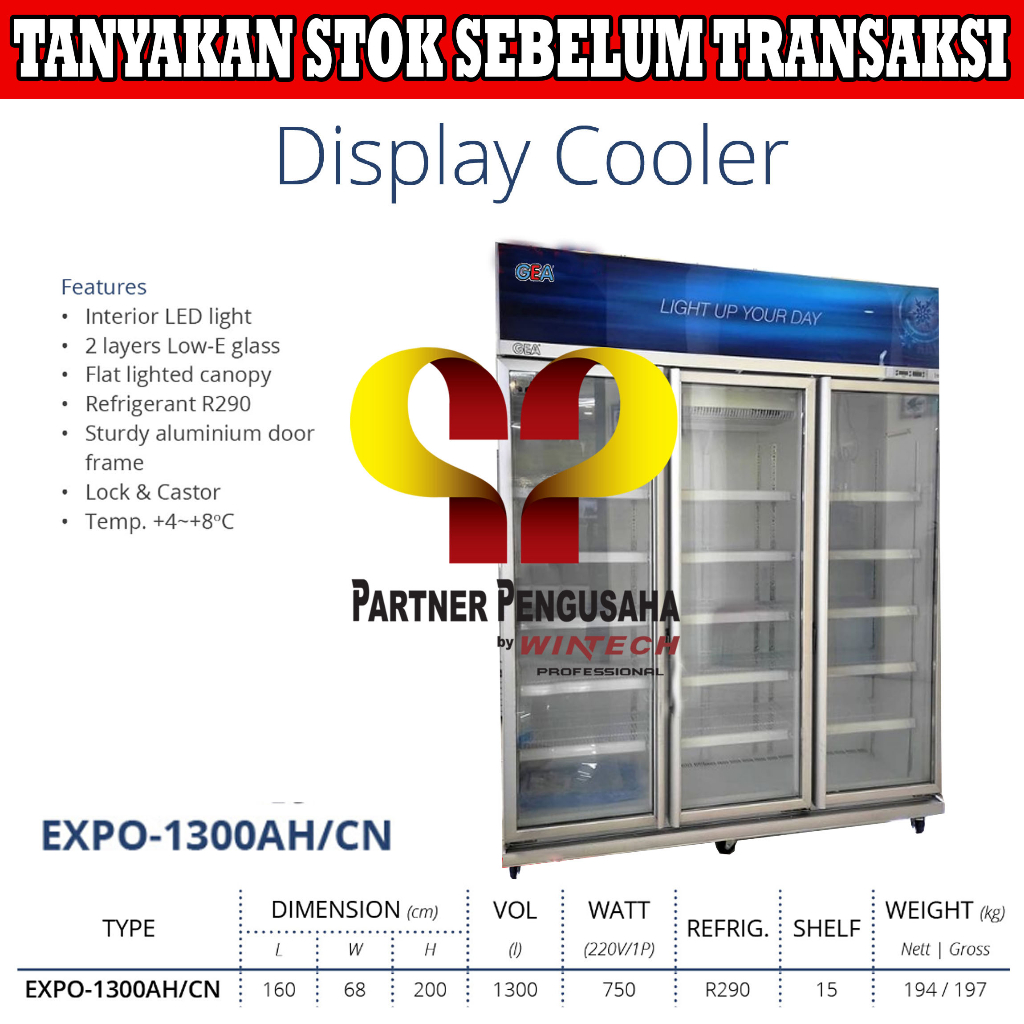 GEA EXPO-1300AH/CN Display Cooler / Showcase 3 Pintu / Display Chiller