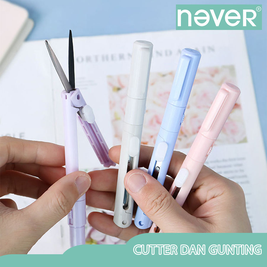 

Never Official- 2 in 1 Cutter Gunting kertas macaron/ Gunting multifungsi/ Pisau ukir portable