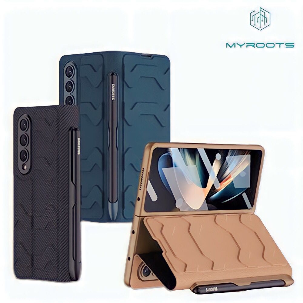 Myroots New Case Flip Warrior Sheath For Samsung Galaxy Z Fold 5 Fold 4 With Pen Slot + Tempered Gla