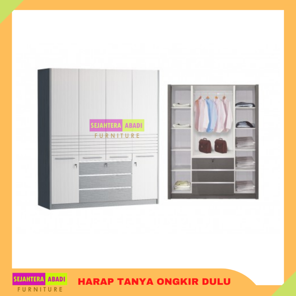 Siantano lemari pakaian besar 4 pintu equity LP 484 SW lemari baju lemari interior design