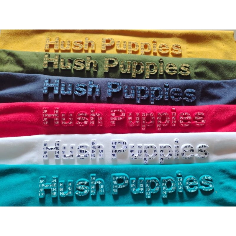 Kaos Pria Wanita Hush puppies Embos flocking lengan pendek