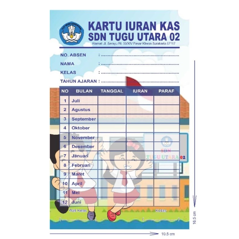 

KARTU IURAN KAS SD/MI CUSTOM NAMA, ALAMAT DAN LOGO