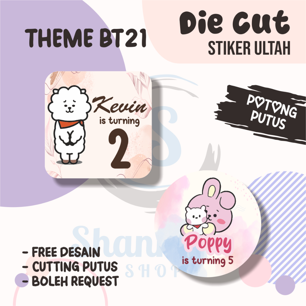 

Stiker Label Ulang Tahun THEME BT21 / Stiker Ulang Tahun Bahan Chromo / Stiker Ultah Murah / Stiker Label Efek Hologram