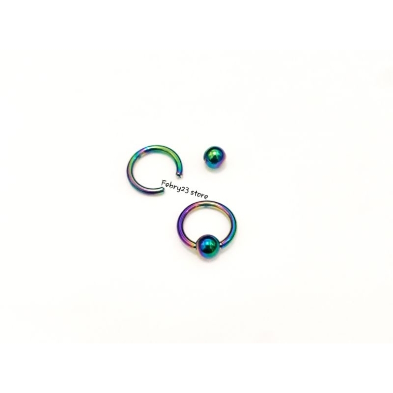 Ball 4mm Anting Piercing Bandulan Kecil Tusuk Tindik Barbel Pelangi Titanium Pria & Wanita