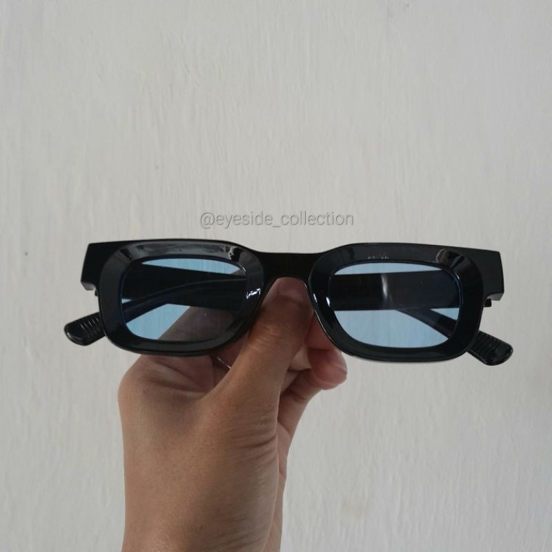 Kacamata Fashion KOREA Pria Wanita Frame Ring Tebal - HITAM BIRU CEKUNG- SUNGLASSES BLACK BLUE SUNKE