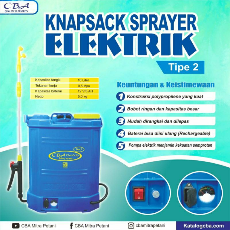 KNAPSACK SPRAYER ELEKTRIK TIPE 2 16 LITER