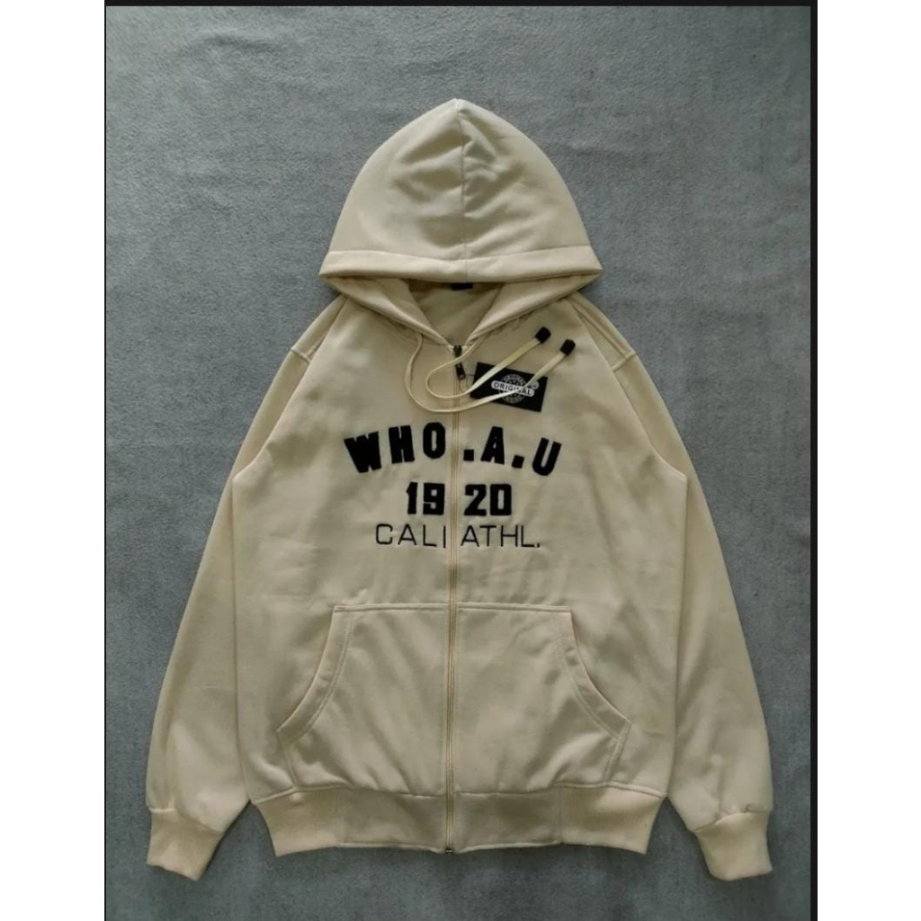 Zipper WHO.A.U 1920 Jaket Hoodie Zipper WHO.A.U 1920 Cream High Quality Distro Full Teg & Label Baha