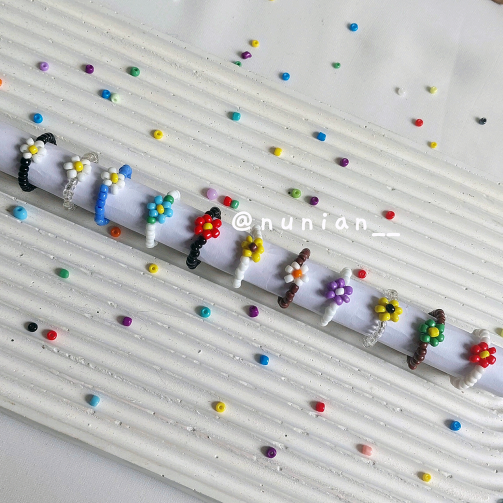 Cincin Manik Manik Korea Aesthetic Bunga Daisy