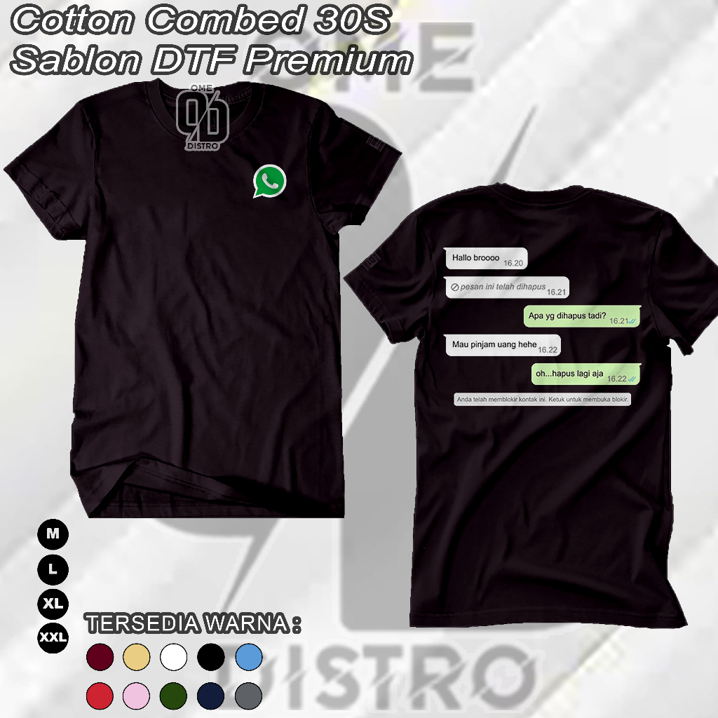 LOGO WA BISA CUSTOM BAJU KAOS VIRAL CHAT WHATSAPP Bagian Depan Belakang