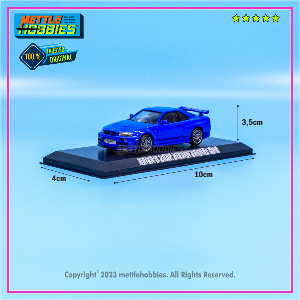 Greenlight Nissan Skyline GT-R (R34) Brian's 2002 Fast Furious Diecast Miniatur Replika Mobil 1:43
