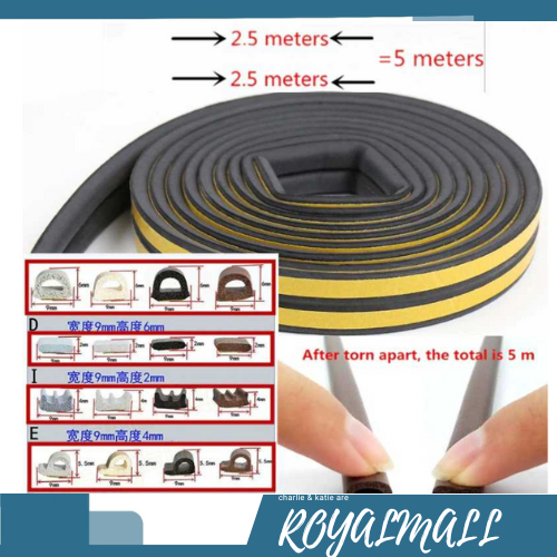 Lis Penghalang Debu Pintu Door Bottom Sealing Strips 2x2.5M / Lis Sel Seal Sealer Strip Penutup Pena