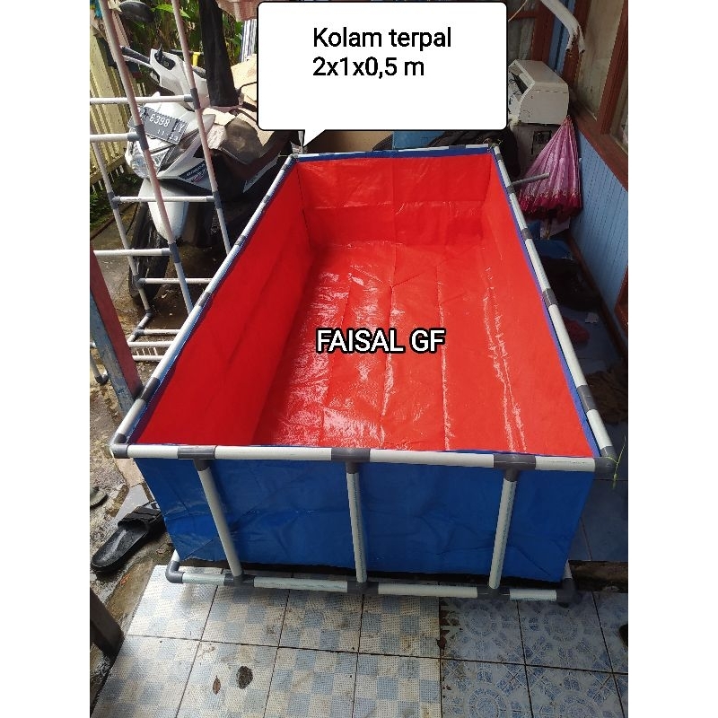 rangka kolam terpal + kolam terpal 200x100x50 cm
