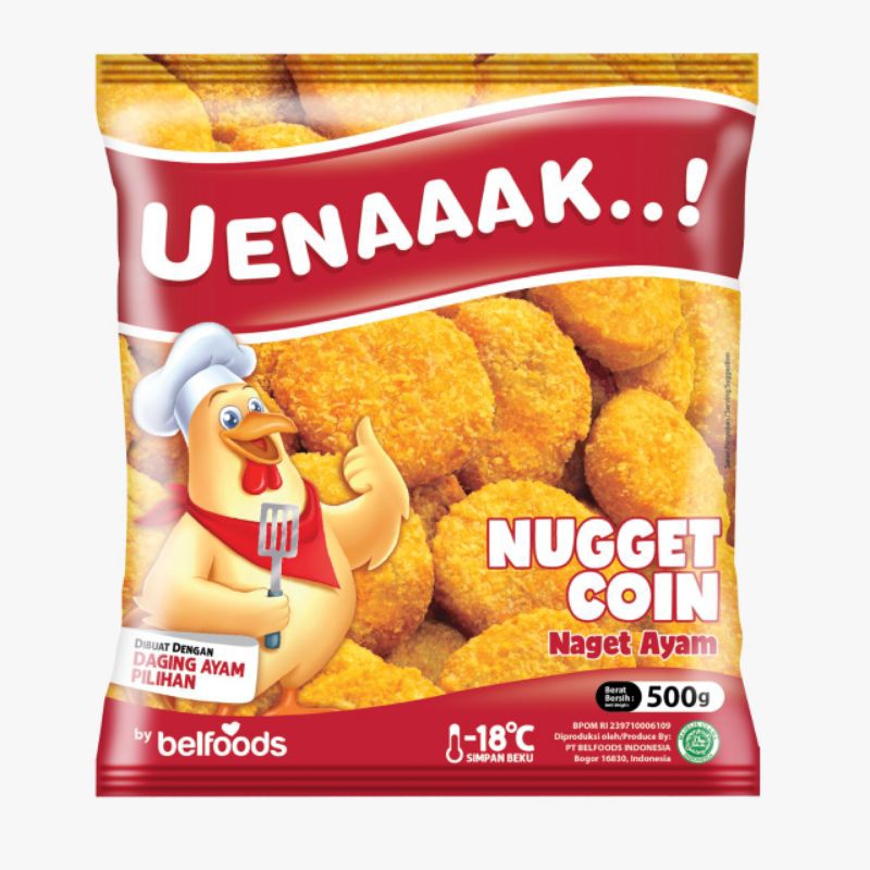 

Naget /nuget Ayam uenak belfoods ( frozen food) 1000gr 500gr 250gr