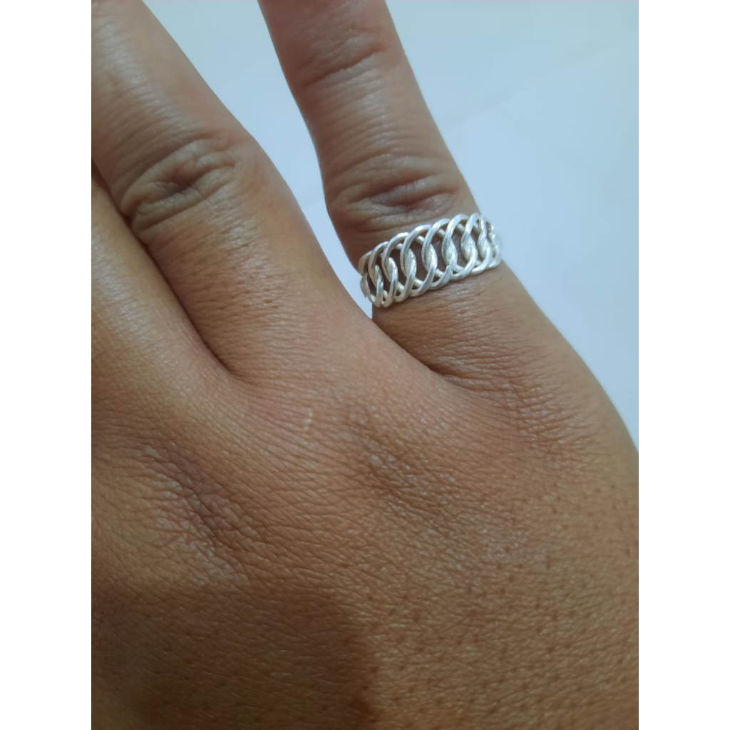 cincin perak asli silver cincin dewasa wanita motif rantai dandan