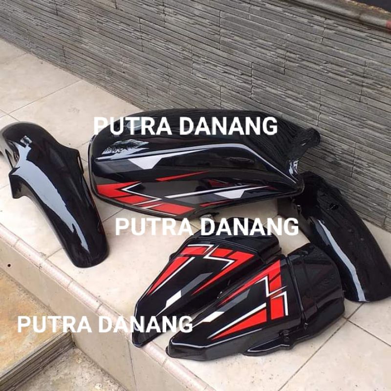 Tangki Tengki Set Yamaha RX King Airbrush Hitam Lis Merah Murah Kualitas