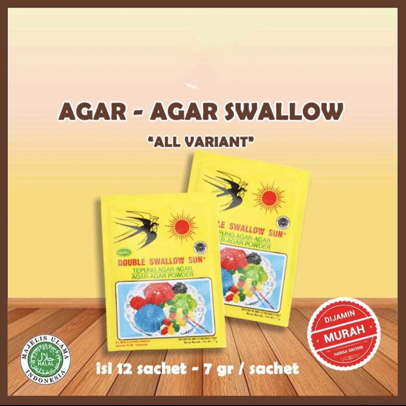 

Agar Double Swallow Sun 1 pack | Tepung Agar-agar double Swallow sun | bubuk Agar