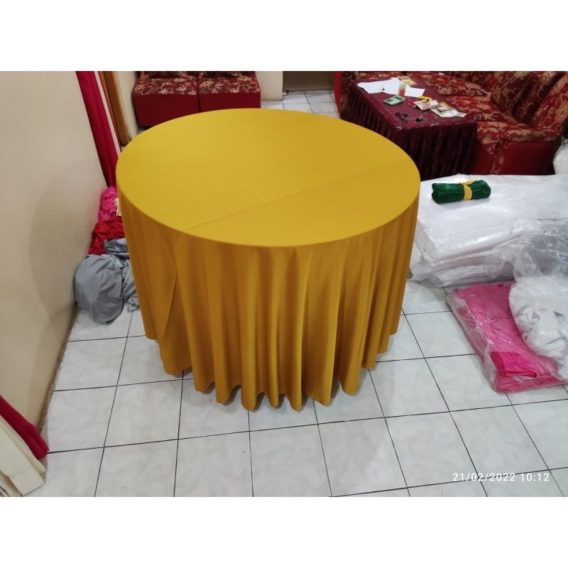 Taplak meja bulat/hiasan meja bulat kain lotto tebal
